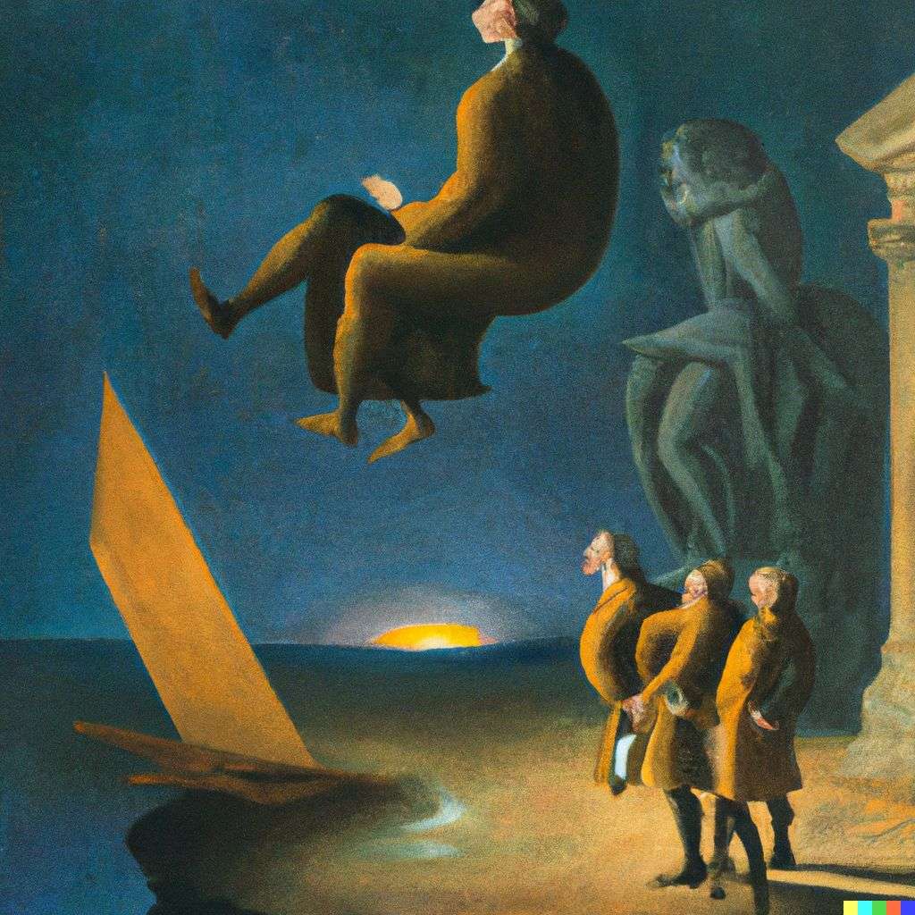 the discovery of gravity, painting, neoclassicism style